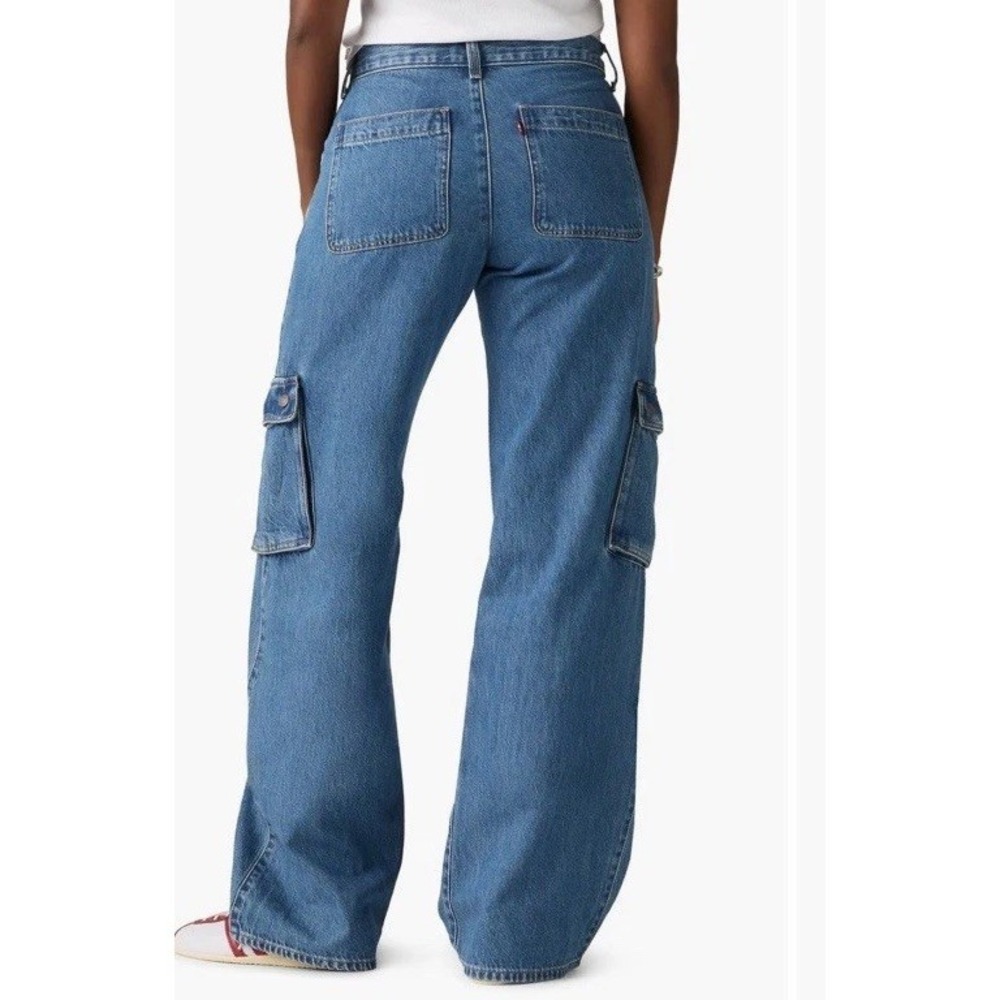 Women's Y2K Levis Superlow Cargo Jeans Baggy Skate Jeans Sz 27 - Picture 2 of 9